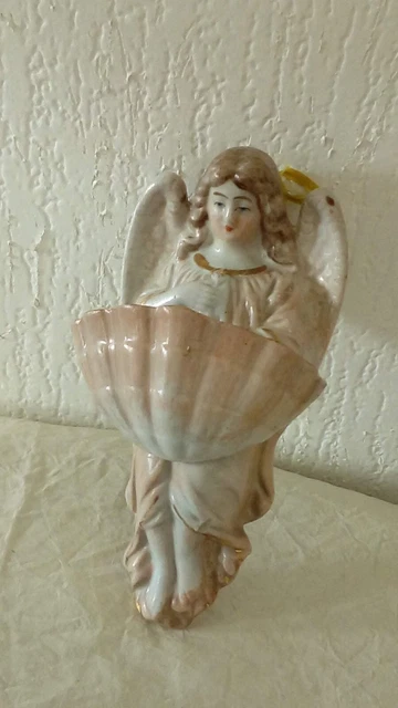 Ancien Benitier En Porcelaine Ange Fin 19 Eme**
