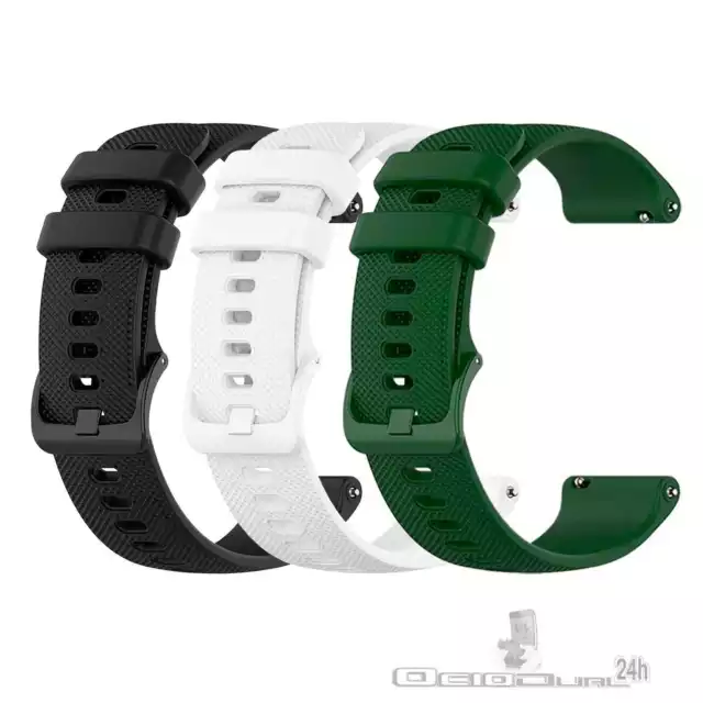 Pack 3 Correas para reloj universal de 20mm, Negro/Blanco/Verde Militar