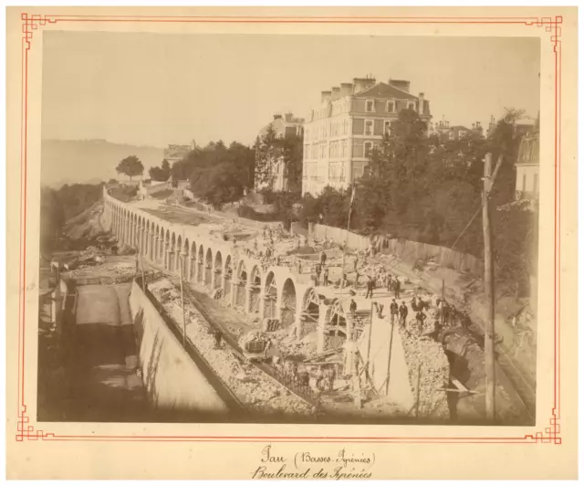 France, Pau, travaux boulevard des Pyrénées Vintage print, tirage d&#039;époque,