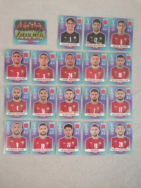 Team MAROC PANINI FOOT WORLD CUP 2022 QATAR STICKER CARD FIGURINE CROMO VIGNETTE