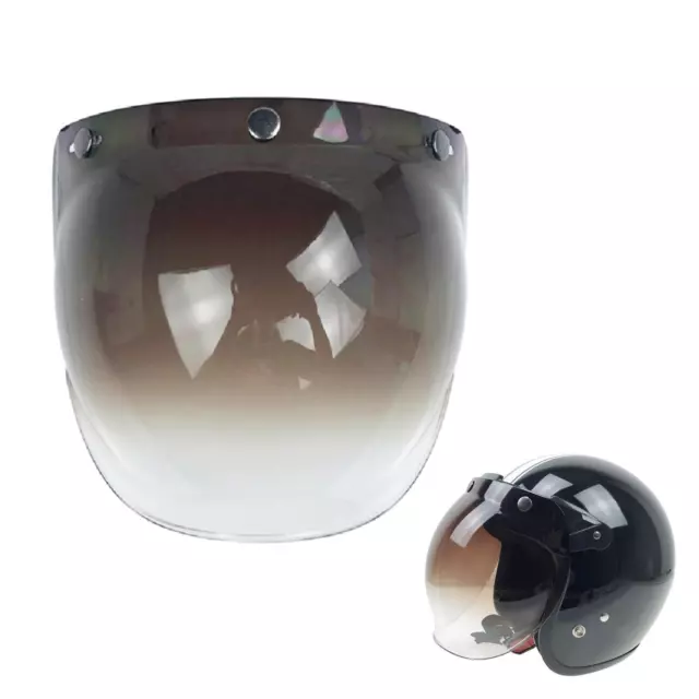 Open Face Retro Gradient Motorcycle Helmets 3-Snap Bubble Shield Glasses Visor 5