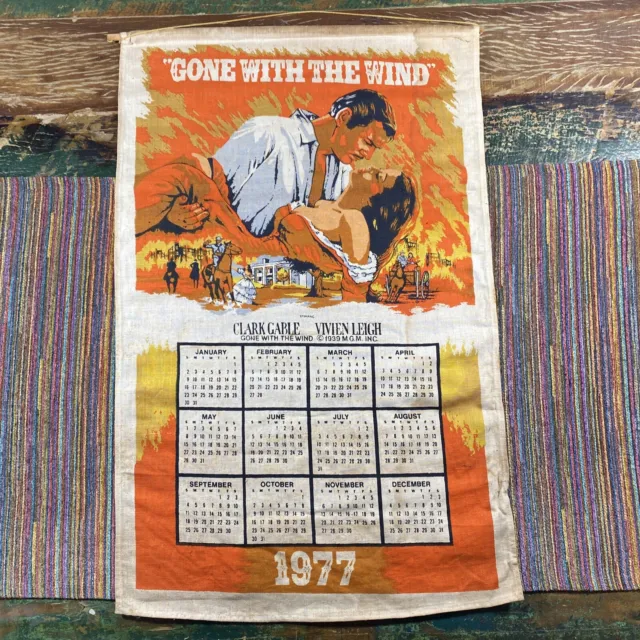 Gone with the Wind Tapestry Vintage 1977 Commemorative Hanging Wall Calendar