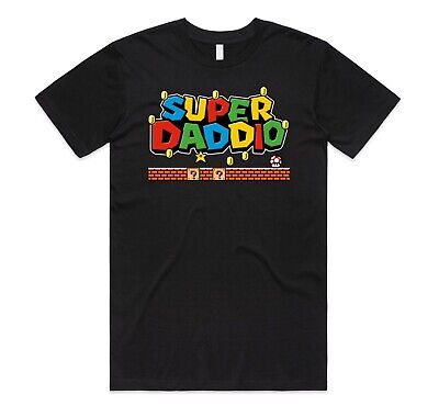 SUPER Daddio T-shirt Tee FUNNY Gaming Gamer festa del papà papa 'regalo Nerd Geek Retro