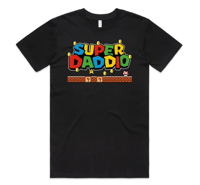 Super Daddio T-shirt Tee Funny Gaming Gamer Fathers Day Dad gift Nerd Geek Retro