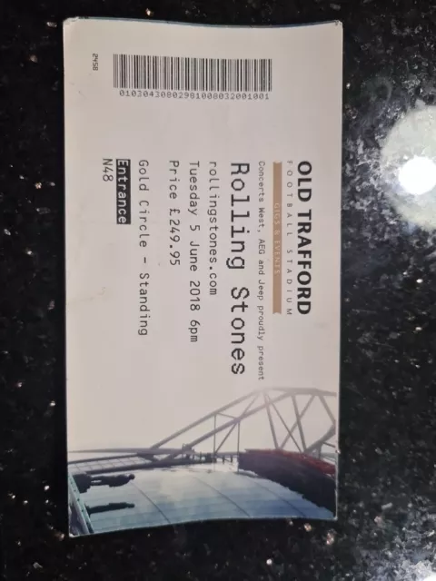 Rolling Stones CONCERT Ticket Stub Old Trafford Manchester TUESDAY 5 June 2018