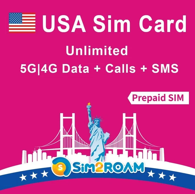 Carta SIM Prepagata USA | Dati Internet Ad Alta Velocità 5G/4G LTE Illimitati Ne