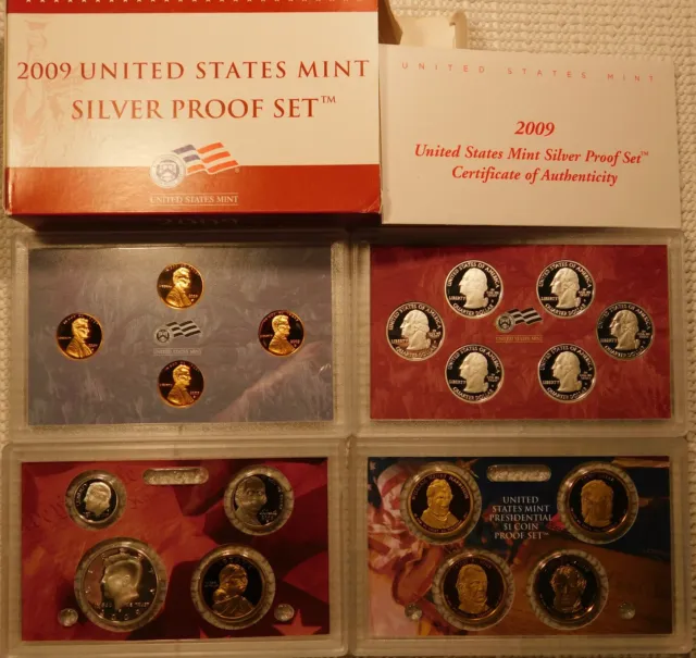 2009 S US Mint Silver Proof Set OGP COA 18 Coins