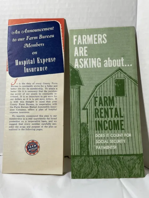 Farm Bureau Insurance brochure Social Security Farm Income 1966 vintage