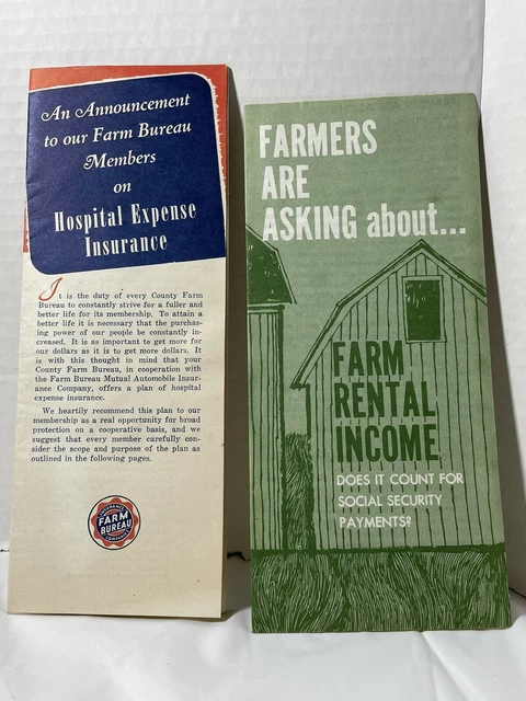 Farm Bureau Insurance brochure Social Security Farm Income 1966 vintage