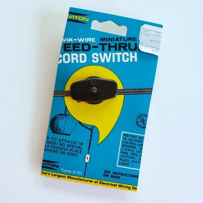 Vtg Leviton Brown Feed-Thru Switch On/Off Lamp Cord Midcentury Mod New Old Stock