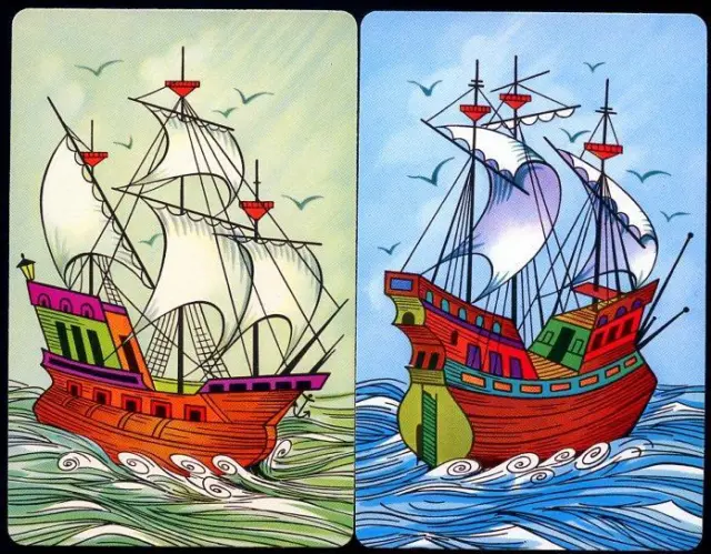 Beautiful Vintage Ships Green And Blue Swap Cards Brand New Condition