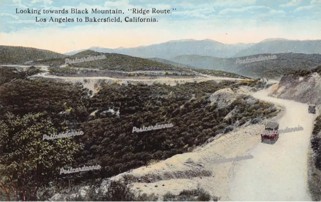 Los Angeles Bakersfield CA California Ridge Route Black Mtn Vtg Postcard C32