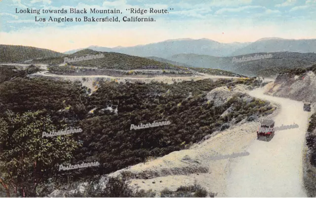 Los Angeles Bakersfield CA California Ridge Route Black Mtn Vtg Postcard C32