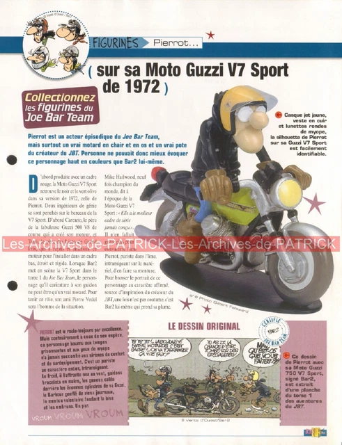 Figurine Joe Bar Team – Pierrot Moto Guzzi 750 V7 Sport – Résine 1/18