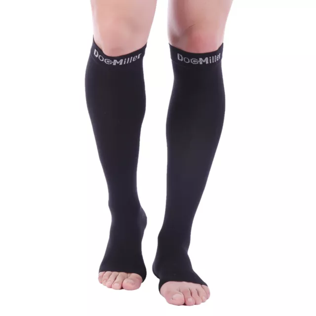Doc Miller Open Toe Socks Compression Stockings 2030mmHg Sleeves Varicose Pain