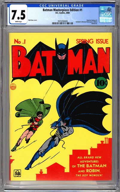 Batman #1 Cgc 7.5 Bob Kane & Jerry Robinson Art Masterpiece Edition Reprint 2000