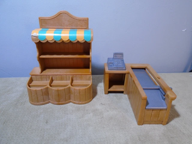 2 Dollhouse Farmers Market Check Out Counter & Fruit Stand Furniture Unbranded