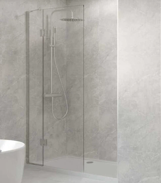WALK IN WET Room Shower Screen Clear Glass Panel 360+600mm With Tray