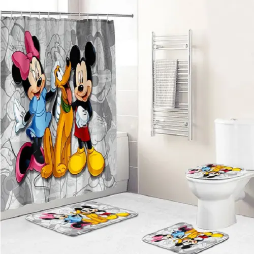 Cartoon Mickey Minnie Mouse Bathroom Sets, Shower Curtain Sets.