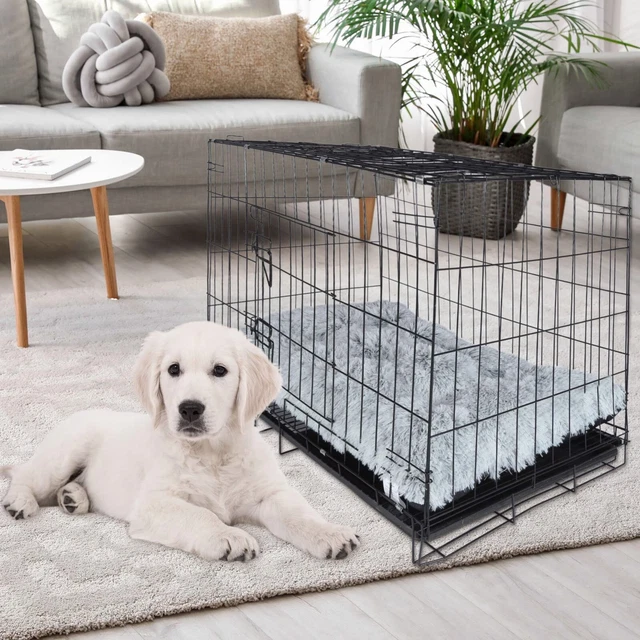 Super Soft Gray-White Plush Dog Bed Memory Foam Warm Pet Dog Mat for Large Dog 3