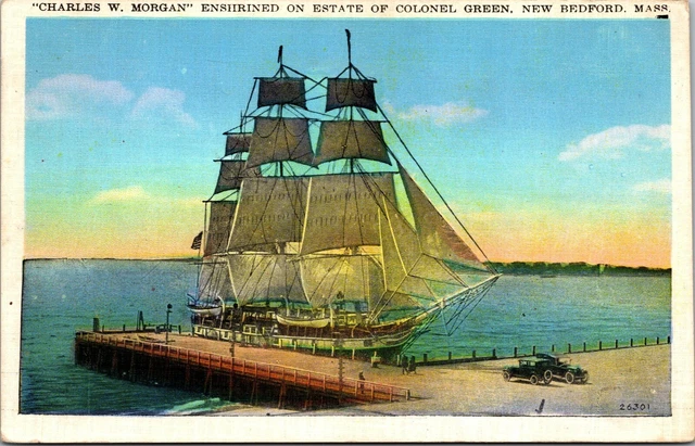 Postcard "Charles W. Morgan" Enshrined On Estate Of Colonel Green New Bedford MA