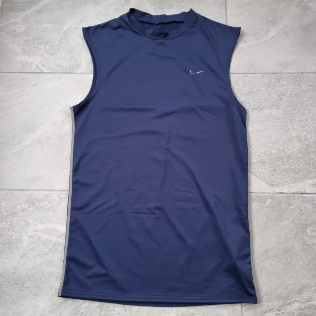 Nike Vest Mens Blue Size Small Slim Fit Sleeveless Gym Training Running T-Shirt