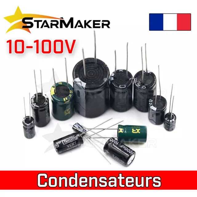 Condensateur chimique électrolytique 0.1uF à 4700uF - 10V 16V 25V 35V 50V 63V