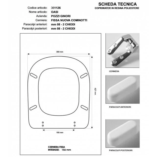 Pozzi Ginori Chrome Hinge Kit For Toilet Seats