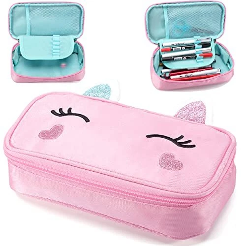 Cute Pencil Case for Girls Women Kids Unicorn Soft Pen Box Pouch Holder Big