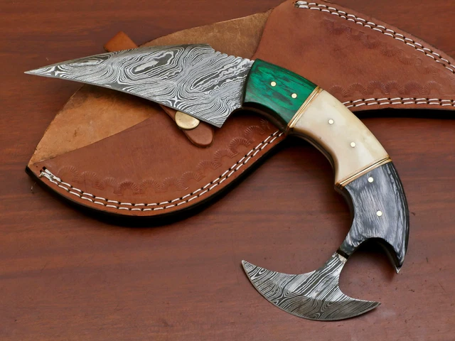 Hand Forged Damascus Steel Blade Full Tang Hunting Knife - Bone/Wood - Za-3056