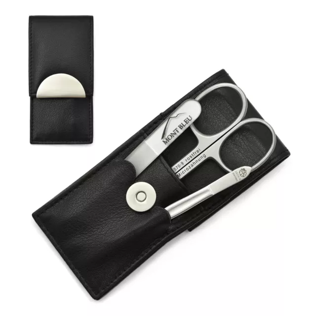 Hans Kniebes Sonnenschein Premium 3-Piece Manicure Set Nappa Leather Case Black
