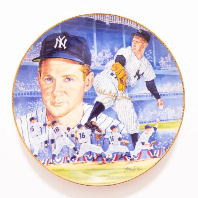Whitey Ford Autographed Gartlan Collector Plate, Numbered, New York Yankees 1990