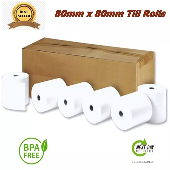 Thermal Till Roll 80x80 For Epos Terminals PDQ Receipt Printer 20 Roll Just Eat
