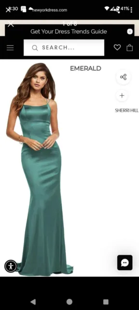 Sherri Hill Satin Gown Maxi Dress Size 4 (Size 2) Emerald Green