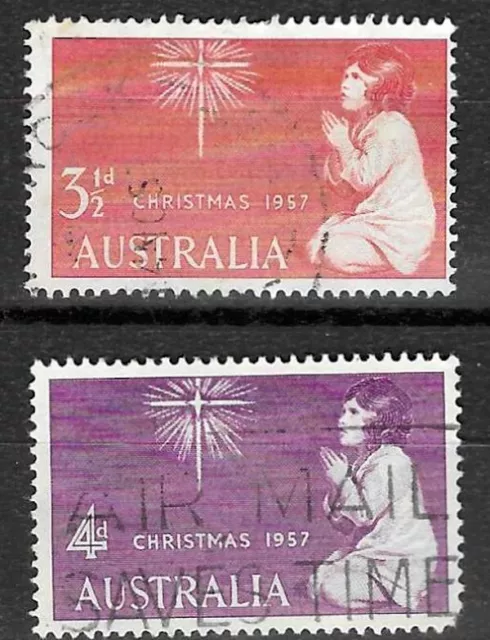 Stamps Australia 1957 Christmas set of 2 used SG298-299