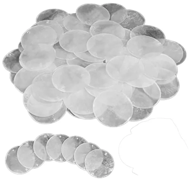 120 Pcs Capiz Sea Shells for Crafting with 2 Holes Sea Discs N7Z4