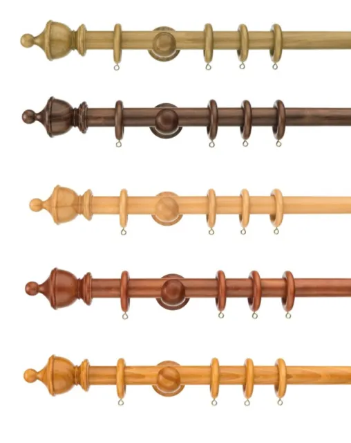 Swish Naturals 28mm Wood Curtain Pole Set, complete wooden Pole URN Finial