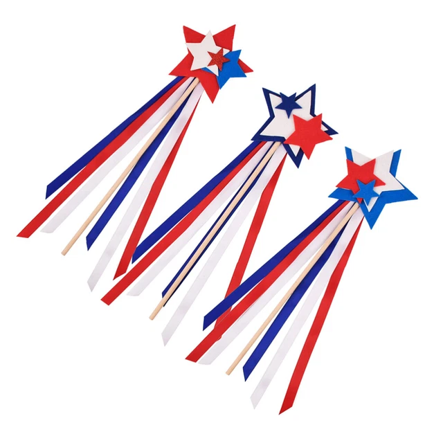 3 piezas Independence Day Fairy Pared Varita Mágica Juguete Portátil Patriótico
