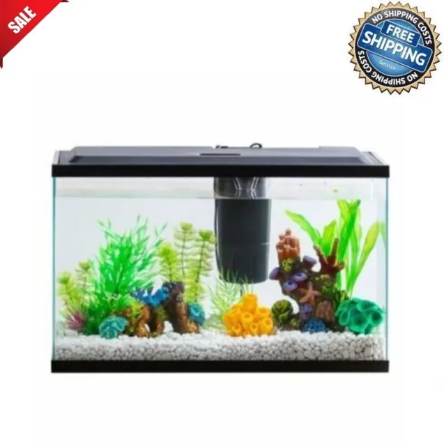 NEW Aqua Culture Aquarium Starter Kit Fish Tank 10 Gallon Water Tank + LED Light