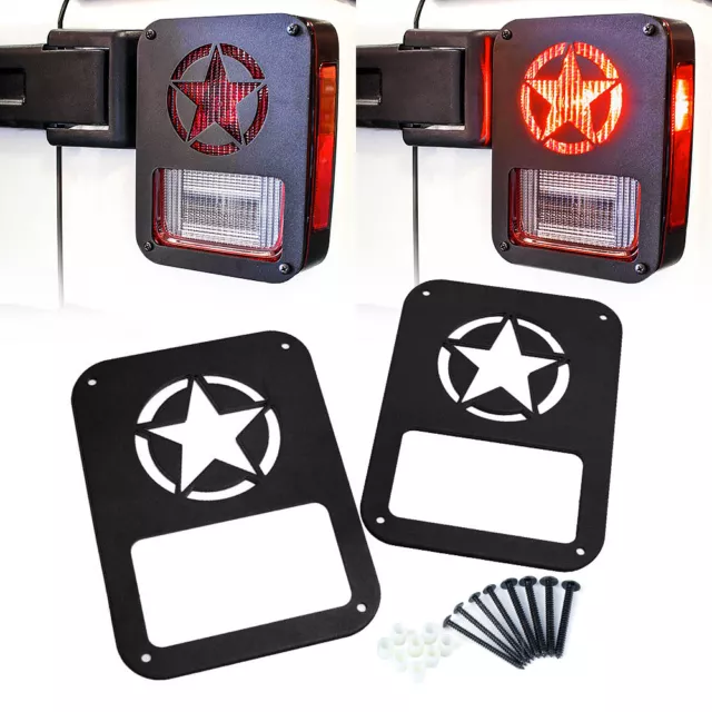 Xprite Rear Tail Light Cover Guard Trim STAR for 2007-2018 Jeep Wrangler JK JKU