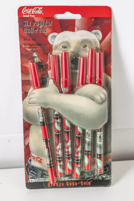 COCA-COLA SET DI SEI PENNE BIRO ALWAYS, CONFEZIONE CHIUSA ORIGINALE VINTAGE'90s COCA-COLA SET DI SEI PENNE BIRO ALWAYS, CONFEZIONE CHIUSA ORIGINALE VINTAGE'90s