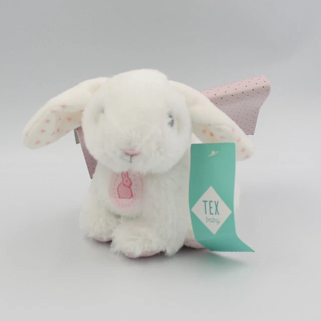 Doudou lapin blanc rose étoiles TEX BABY - 20467