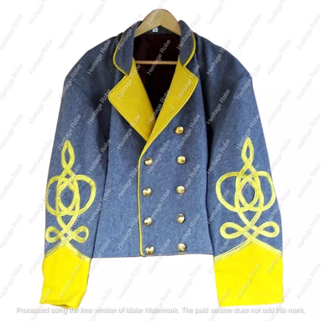 US Civil War Double Breast Grey Shell 4 Braids and Yellow Lapel All Sizes!