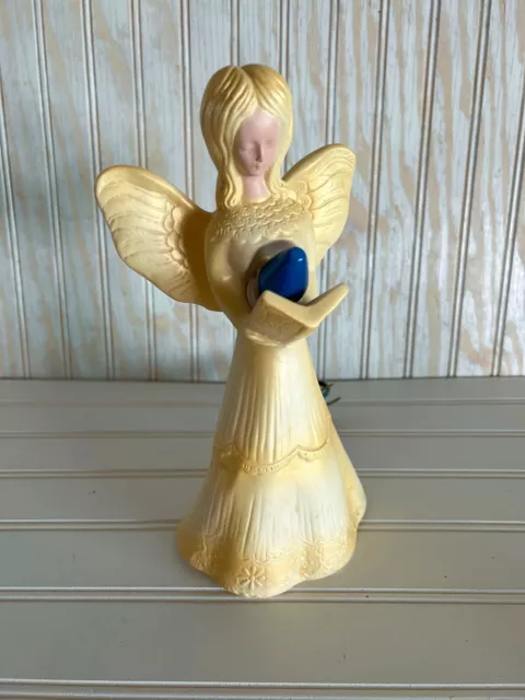 Vintage Hard Plastic Blow Mold Angel Christmas Deco Lighted 10” Tall