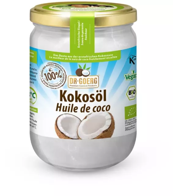27,63 €/L olio di cocco biologico Dr. Goerg 6 x 500 ml scorta olio di cocco cottura vegana