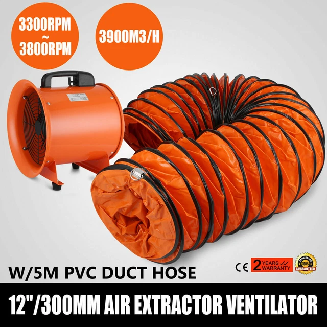 12& EXTRACTOR FAN Blower portable 5m Duct Hose Ventilator Industrial