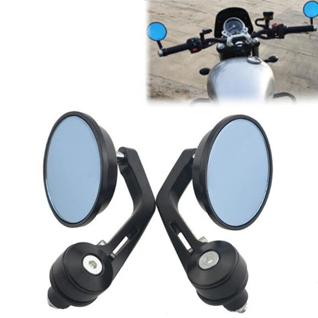 2PCS Motorcycle Handlebar End Mirror Dirt Bike Round Adjustable Rearview Mirror