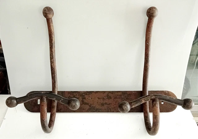 Attaccapanni In Ferro Battuto Stile Country - 2 Posti, Colore Avorio-Oro, Made In Italy - Foto 14