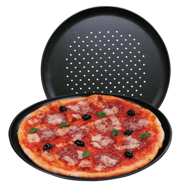 Pizzablech EUROHOME Backblech 33 cm Pizza Pizzaform Antihaft Gelocht Rundblech