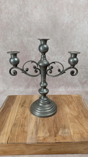 Bougeoir Vintage En étain Pour 5 Bougies – Chandelier Style Chalet, Occasion